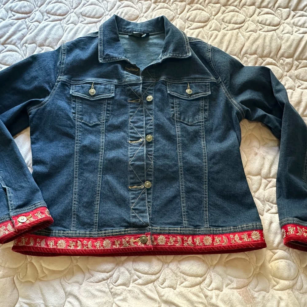 twiggy LONDON Denim Jacket with Red Accents